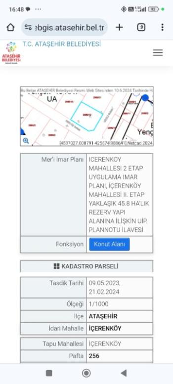 Ataşehir İçerenköy'de Satılık Konut İmarlı Arsa