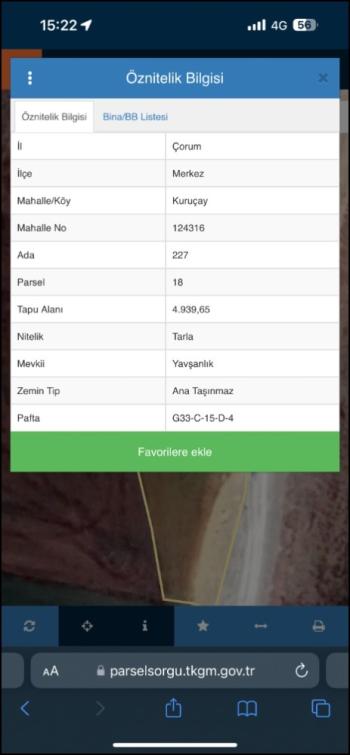 GÜVENAY- ÇORUM İMARA SINIR KURUÇAY YOLU SATILIK 5 DÖNÜM TARLA