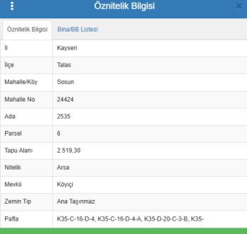 Kayseri Talas Sosun'da satılık arsa