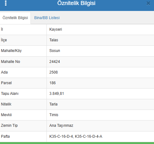Kayseri Talas Sosun'da satılık tarla