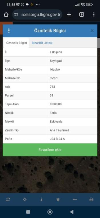 ESKİŞEHİR DE DÖNÜMÜ 60,000 TL YE  TARLA