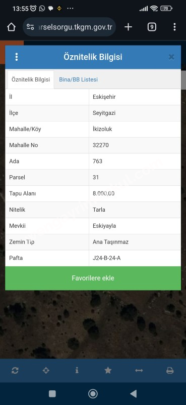 ESKİŞEHİR DE DÖNÜMÜ 60,000 TL YE  TARLA