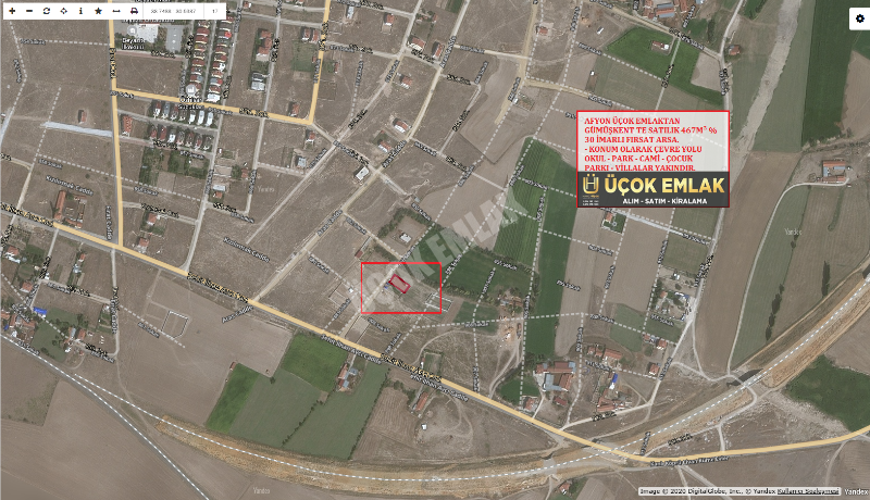 AFYON ÜÇOK EMLAKTAN GÜMÜŞKENTTE SATILIK 467M² İMARLI ARSA