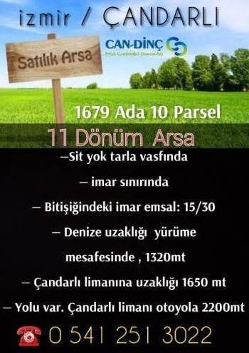 11 Dönüm  m² Süper Arsa.