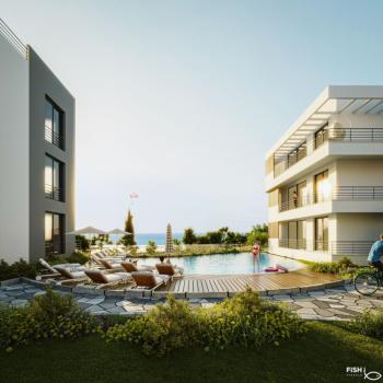 Kıbrıs Girne Lapta Bölgesinde Türk Tapulu Havuzlu Site İçerisinde Satılık 2+1 Daire