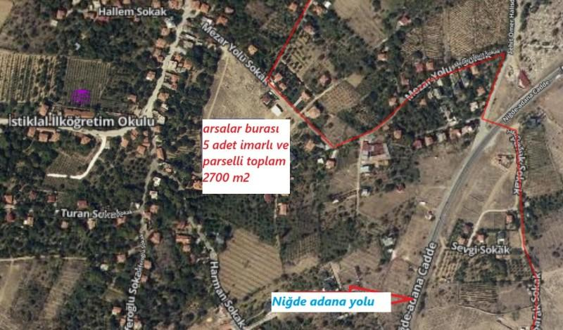 Niğde bor bahçeli zafer mah 5 adet bitişik satılık arsa