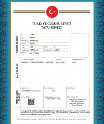TOKAT PAZAR MÜSTAKİL EV TAPU SAHİBİ PERTA EMLAK ÜMİT TAHMAZ