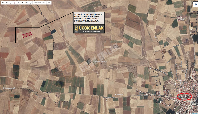 AFYON ÜÇOK EMLAKTAN ÇIKRIK KASABASI SATILIK 5000M² TARLA