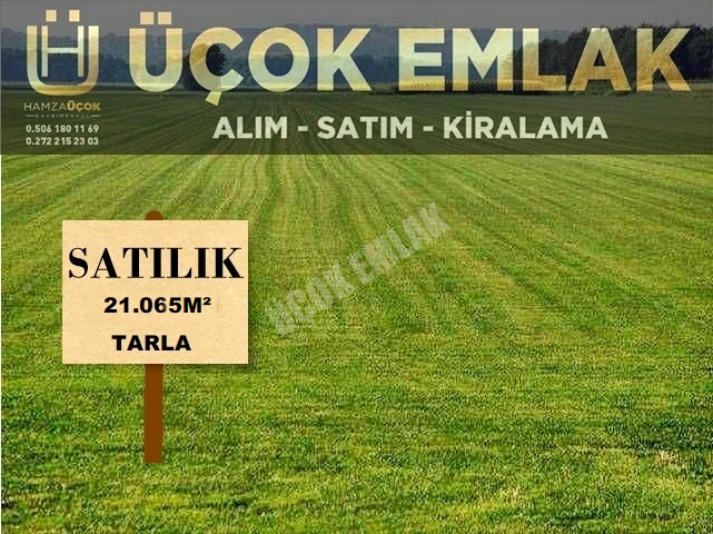 AFYON ÜÇOK EMLAKTAN ÇIKRIK KSB BAĞLI 21.065M² SATILIK TARLA 