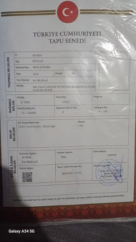 Adana seyhan da bulunan dükyan hhisselerimi takas etmek istiyorum