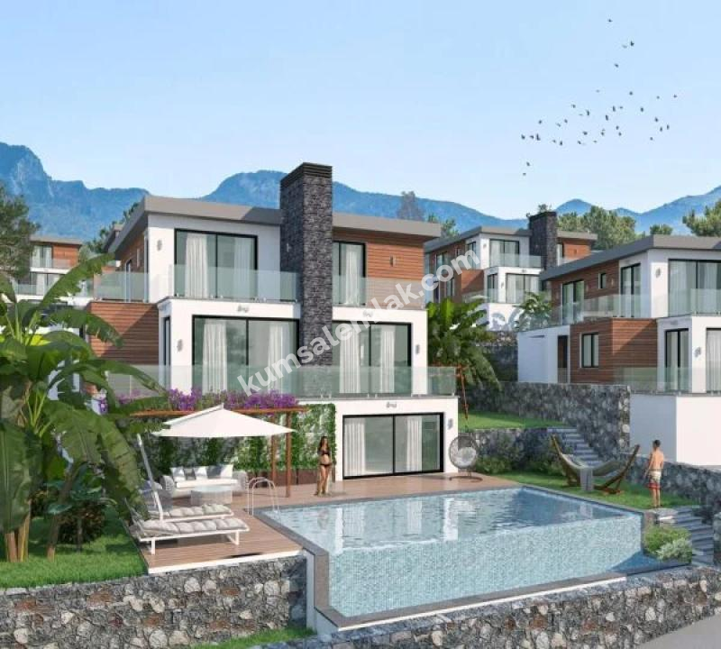 GİRNE ÇATALKÖY BÖLGESİNDE ANAYOL ÜSTÜ ULTRA LÜKS 4+1 TRİPLEX VİLLA 