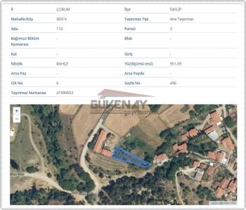 GÜVENAY - ÇORUM İSKİLİP 951 M² SATILIK BAHÇE
