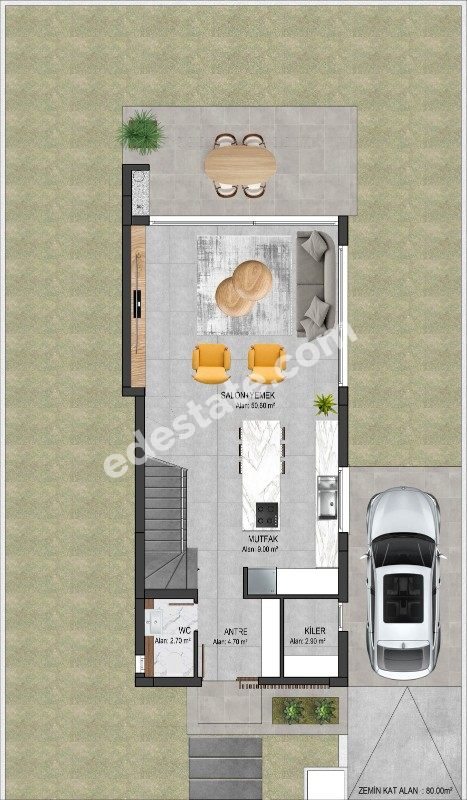 GİRNE ÇATALKÖY'DE SATILIK 3+1 MÜSTAKİL BAHÇELİ VİLLALAR