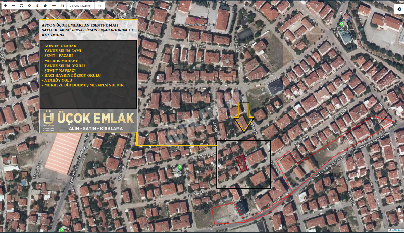 AFYON ÜÇOK EMLAKTAN ESENTEPE MAH SATILIK ! KONUT İMARLI ARSA