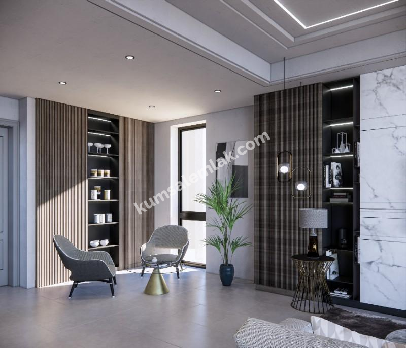 GİRNE BAHÇELİ BÖLGESİNDE DENİZ KENARI 1 + 1 LÜKS DAİRELER