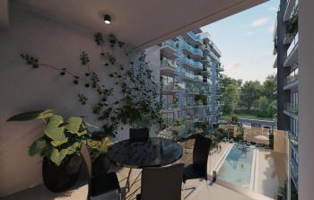 Kıbrıs Lefkoşa Minareliköy de Havuzlu Sitede Satılık Ödeme Planlı 1+1 Daireler