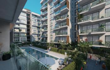 Kıbrıs Lefkoşa Minareliköy de Havuzlu Sitede Satılık Ödeme Planlı 1+1 Daireler
