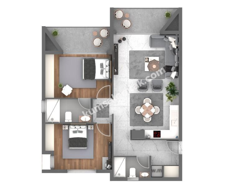 GİRNE KARAAĞAÇ BÖLGESİNDE PROJE İÇERİSİNDE 2 + 1 DAİRELER