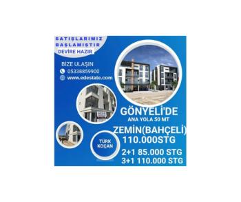 Lefkoşa Gönyeli Bölgesinde BAHÇELİ ZEMİN KAT SATILIK 2+1 SIFIR DAİRELER