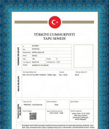 KAYSERİ ÖZVATAN MÜSTAKİL EV TAPU SAHİBİ PERTA EMLAK ÜMİT TAHMAZ
