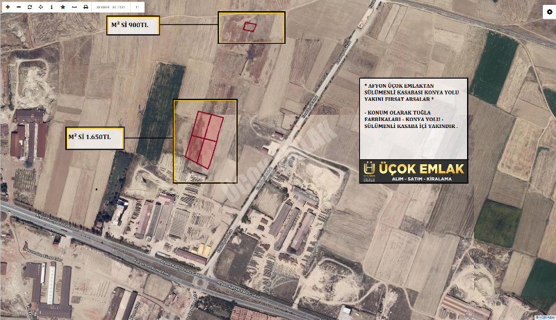 AFYON ÜÇOK EMLAKTAN SÜLÜMENLİ KASABASI SATILIK İMARLI ARSALAR