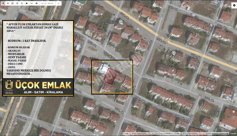 AFYON ÜÇOK EMLAKTAN OSMANGAZİ MAH SATILIK 301M² ARSA