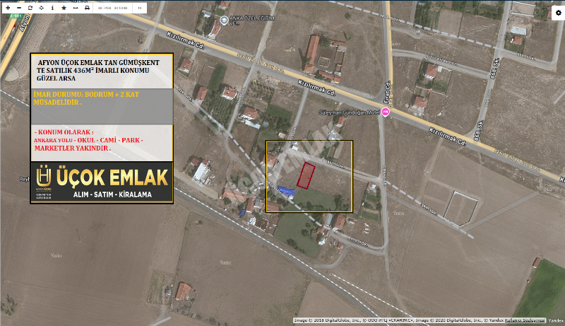 AFYON ÜÇOK EMLAKTAN BEYAZIT MAH SATILIK KONUMU GÜZEL ARSA