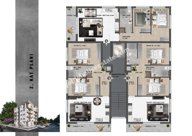  MAĞUSA ÇANAKKALE BÖLGESİ – CITY MALL AVM YAKINI  2+1 DAİRELER