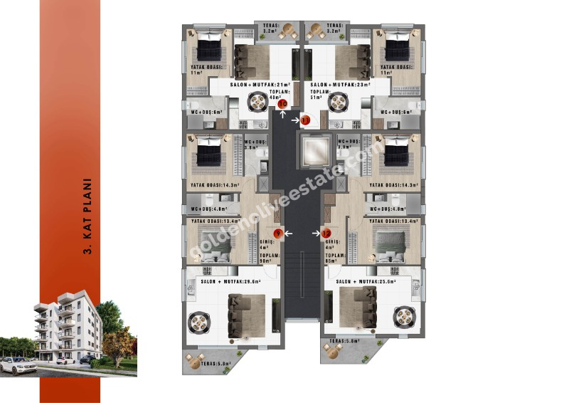 MAĞUSA ÇANAKKALE CİTY MALL YAKINI – 1+1 DAİRELER