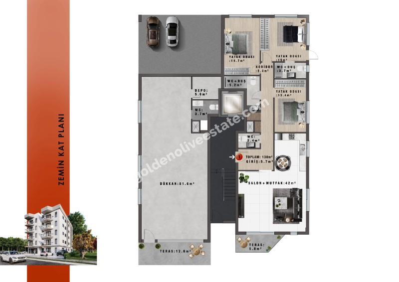 MAĞUSA ÇANAKKALE CİTY MALL YAKINI – 1+1 DAİRELER
