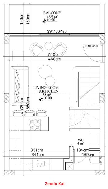 KKTC Girne Esentepe Casa del Mare Projesinde Havuz Manzaralı Satılık 1+1 Loft Gardenhouse