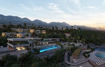 KKTC Girne Esentepe Casa del Mare Projesinde Havuz Manzaralı Satılık 1+1 Loft Gardenhouse