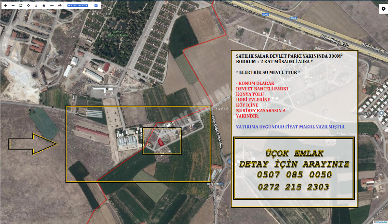 AFYON ÜÇOK EMLAKTAN SALAR DEVLET PARKI YANI SATILIK 300M² İMARLI ARSA