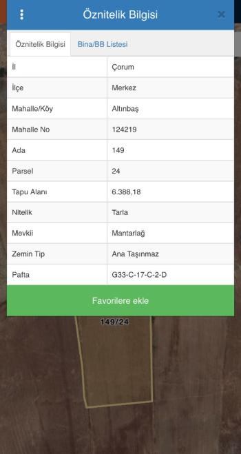 Güvenay - Çorum Altınbaş Mevkin de Satılık 15.887 m2 Tarla 