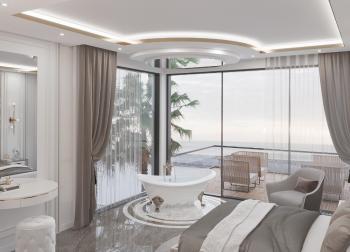 Kıbrıs Girne Çatalköy bölgesinde Türk Tapulu Denize Sıfır Kendi Koyu Bulunan Süper Lüks Triplex Villa 