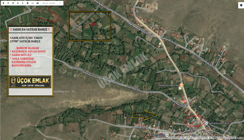 AFYON ÜÇOK EMLAKTAN SARIK DA SATILIK 259M² BAHÇE