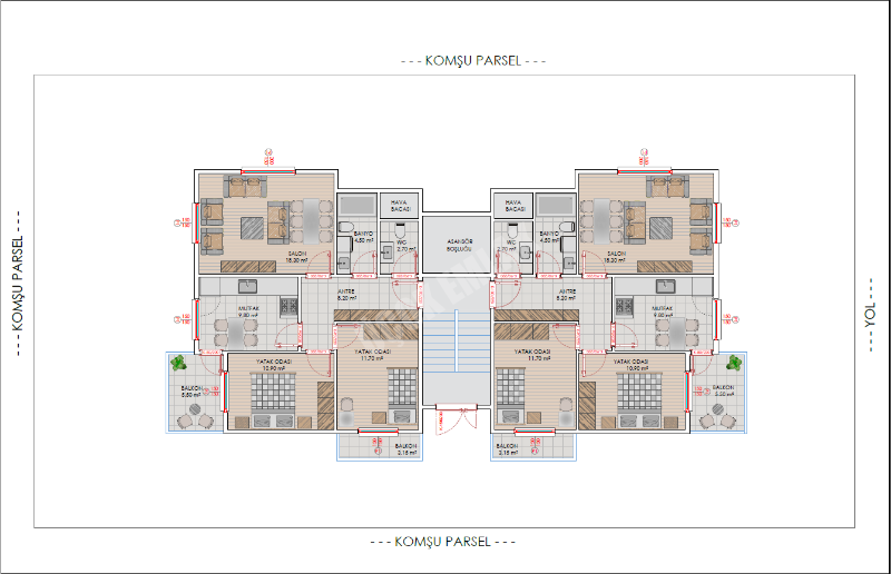 AFYON ÜÇOK EMLAKTAN KANLICA MAH SATILIK 2+1 LÜX TOPRAKTAN DAİRELER