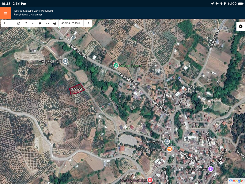 DijitalEmlak’tan Mudanya Dereköyde köye yakın yola cephe Satılık 1.460 m2 Zeytinlik. 