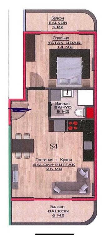 1+1  Apartment for sale in Mahmutlar Alanya 