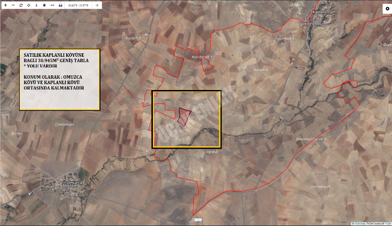 AFYON ÜÇOK EMLAKTAN KAPLANLI KÖYÜ CİVARI SATILIK GENİŞ TARLA