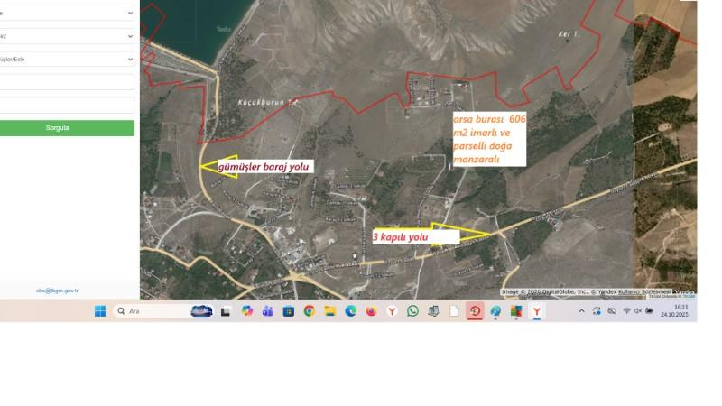 GÜMÜŞLER  ESKİDE  DOĞA MANZARALI 600 M2 SATILIK ARSA 