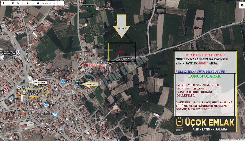 AFYON ÜÇOK EMLAKTAN NURİBEY KASABASI SATILIK 480M² ARSA