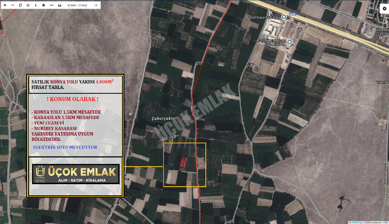 AFYON ÜÇOK EMLAKTAN KONYA YOLU YAKINI FIRSAT 4.000M² TARLA