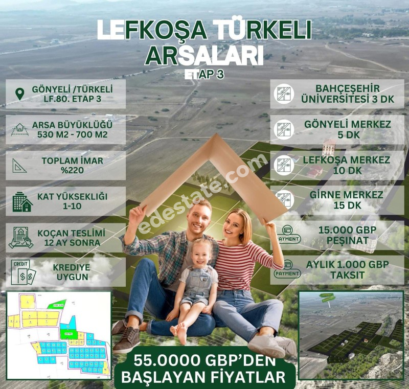 Lefkoşa Türkeli'de Satılık İMARA AÇIK Arsalar