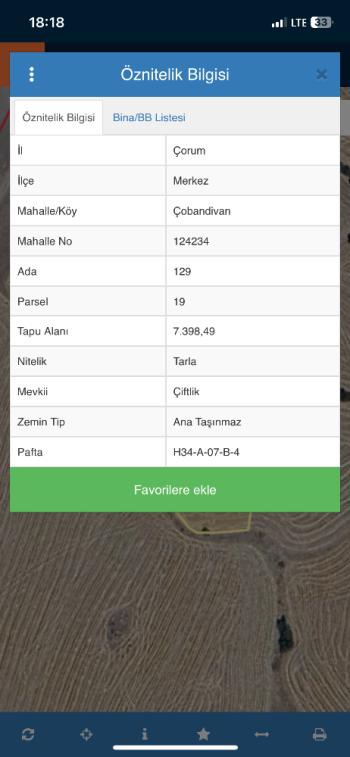 GÜVENAY - ÇORUM MERKEZ ÇOBANDİVAN KÖYÜ 7,398M2 SATILIK TARLA