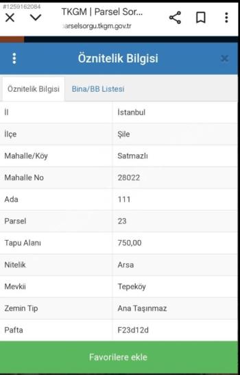 İstanbul Şile' de Villa imarlı arsa