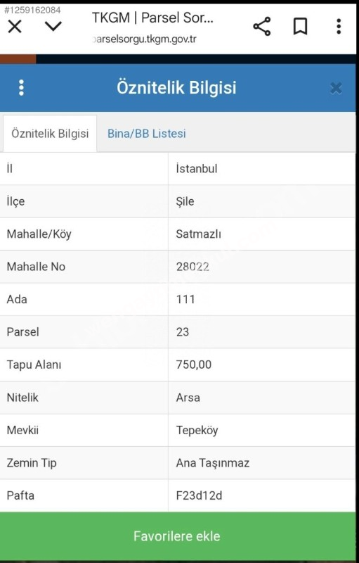 İstanbul Şile' de Villa imarlı arsa
