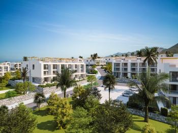 KKTC Girne Esentepe'nin En Donanımlı Sitesinde Denize 300 Metre Mesafede Satılık 1+1 Dubleks Penthouse