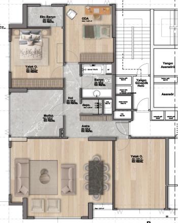CEMİL TOPUZLU CAD  ÜZERİ 3+1 120 M2 NET DENİZ MANZARALI YENİ BİNA