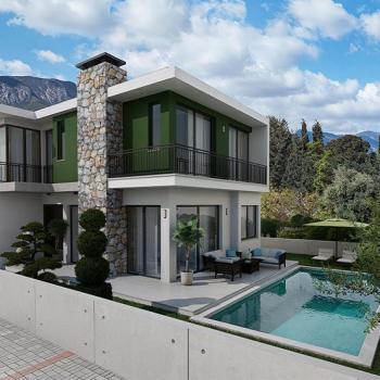 KKTC Girne Zeytinlikte Site İçerisinde Ödeme Planlı Satılık Türk Malı 3+1 Havuzlu Villalar